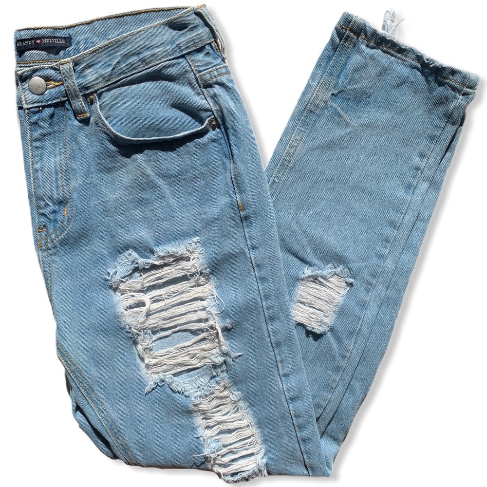 Brandy Melville Distressed Boyfriend Jeans - Picture 2 of 10
